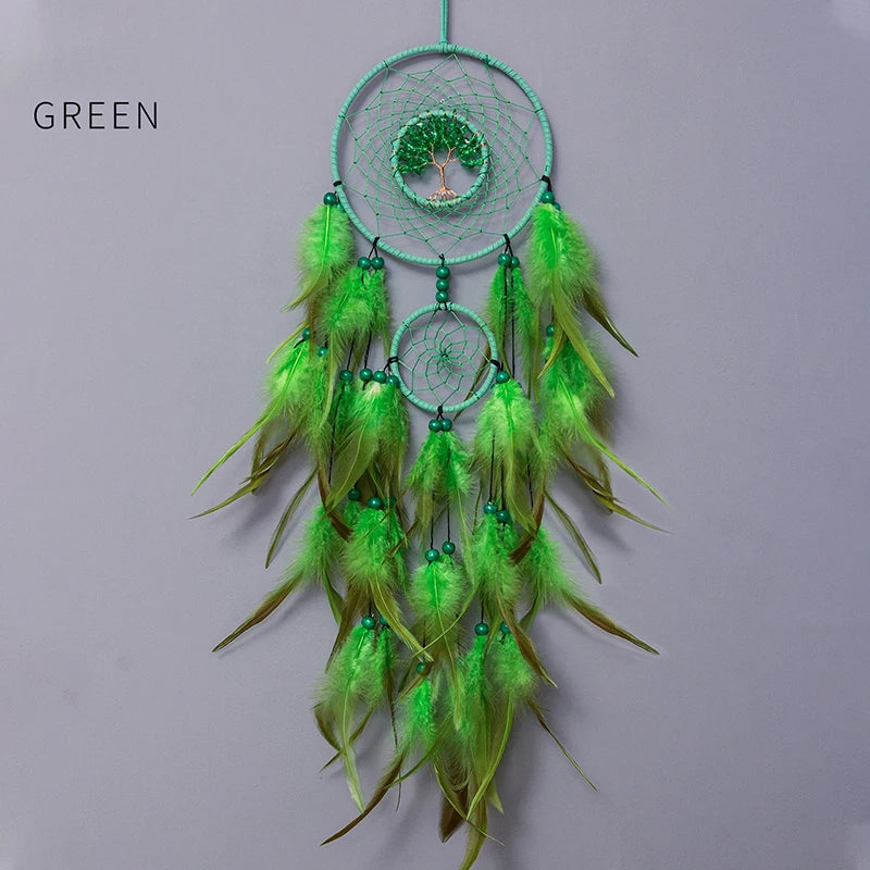 Dream Catcher Living Room Hanging Ornaments Crystal Tree of Life Hand-woven Wind Chimes Birthday Festival Gifts Home Decorations