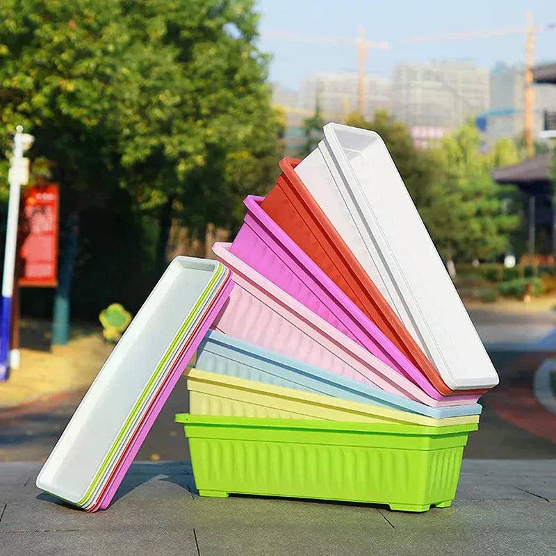 Breathable Plastic Rectangular Flowerpots 1Set Vegetable Planters For Balcony Indoor Gardening Plant Pot Home Garden Decor