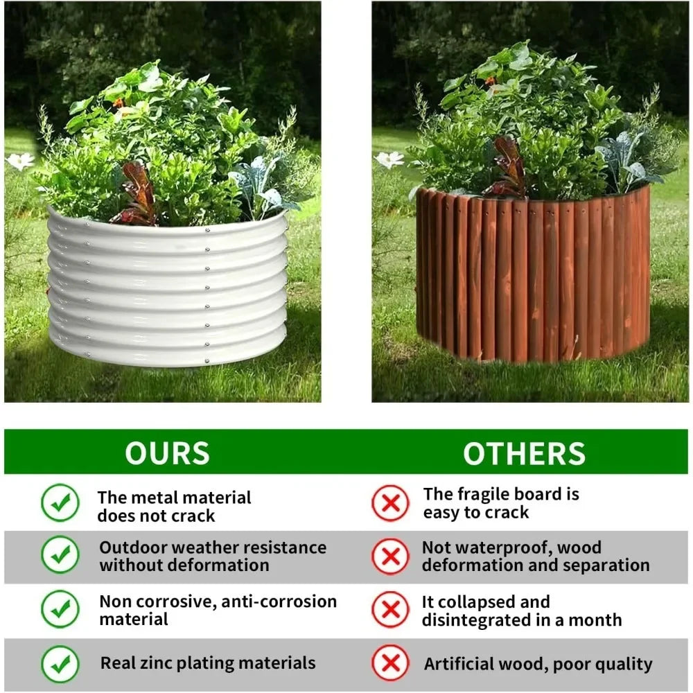 2-Pack 3FT(D) X2FT(H) Round Galvanized Metal Raised Garden Bed Outdoor for Vegetable Decorative Flower Pots and Planters Materas