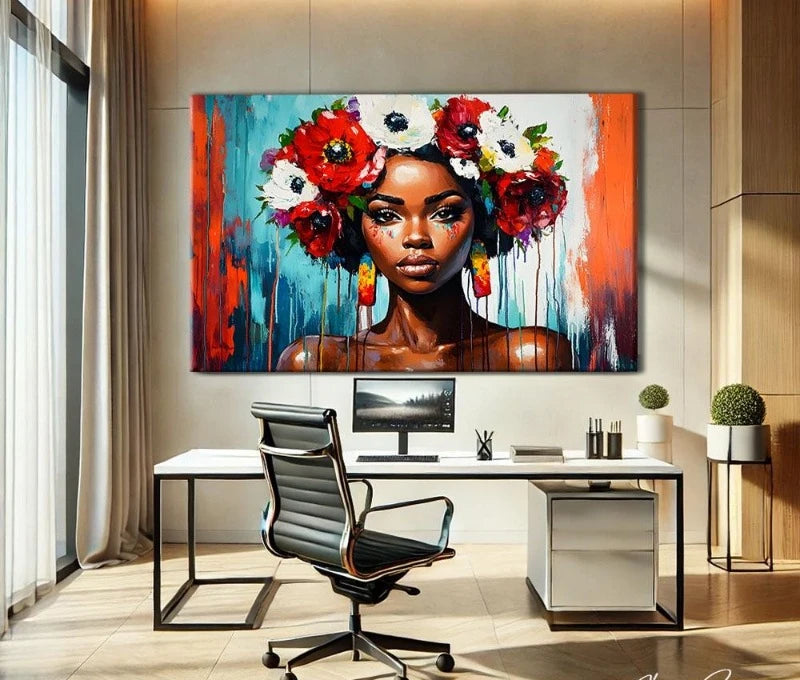 African Women Art Painting Poster Colourful Abstract African American Wall Art African Canvas Paintings Home Bedroom Decor