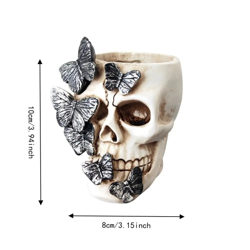 Gothic Butterfly Skeleton Statue Funny Home Decorations Flower Pot Vase Large Capacity Halloween Skull Ornaments Home