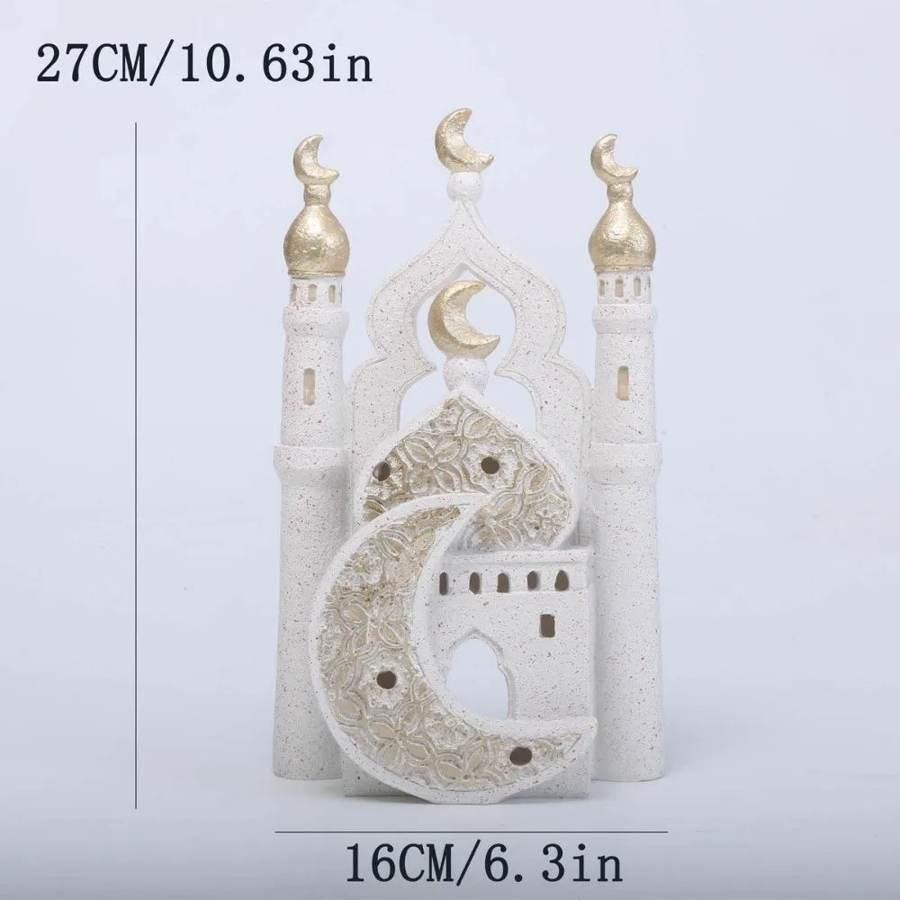 Middle Eastern Style Resin Statue Decor Castle House Kaaba Dome Mosque Islamic Desktop Ornament Islamic Theme Ramadan Muslim