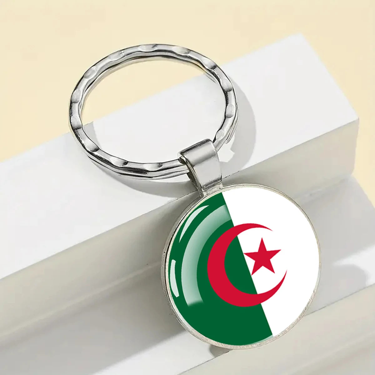 African National Flags Keychain Africa Country Algeria South African Morocco Egypt Nigeria Flag Glass Key Chain Patriot Gift