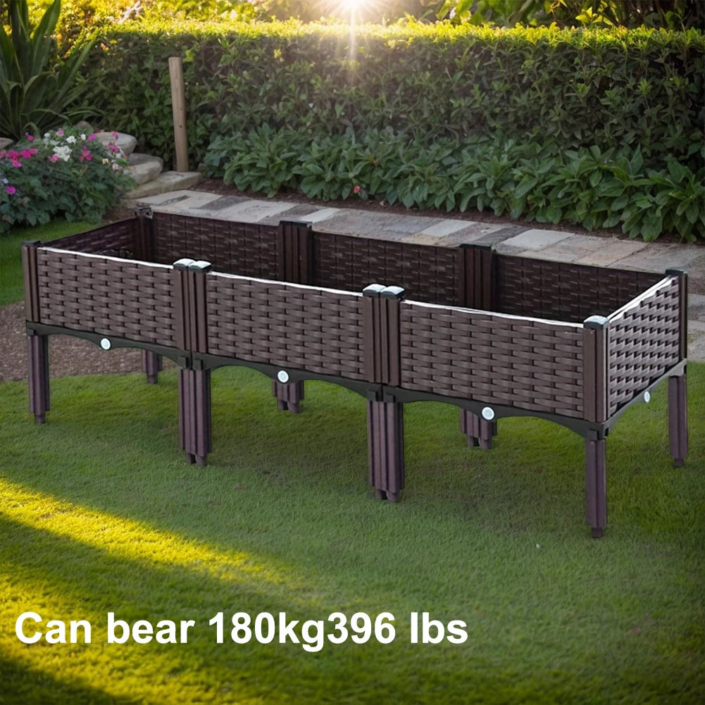 Plastic Planting Container with Legs Raised Planter with Drainage Holes Raised Bed for Patio Flower Fruit Herb Vegetable Growing