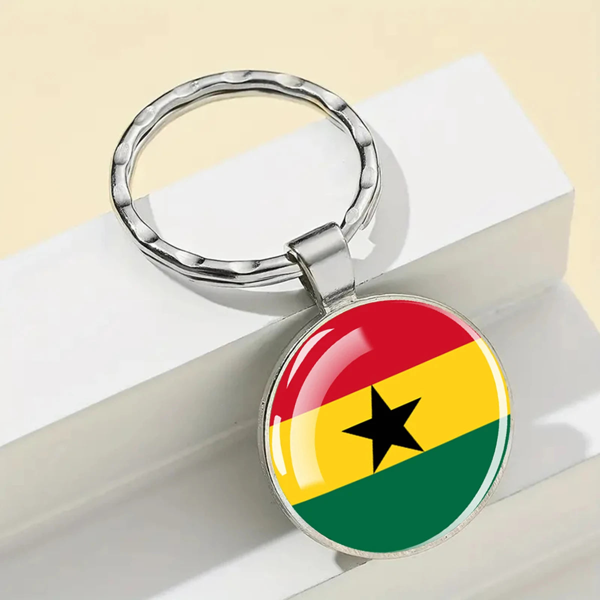 African National Flags Keychain Africa Country Algeria South African Morocco Egypt Nigeria Flag Glass Key Chain Patriot Gift