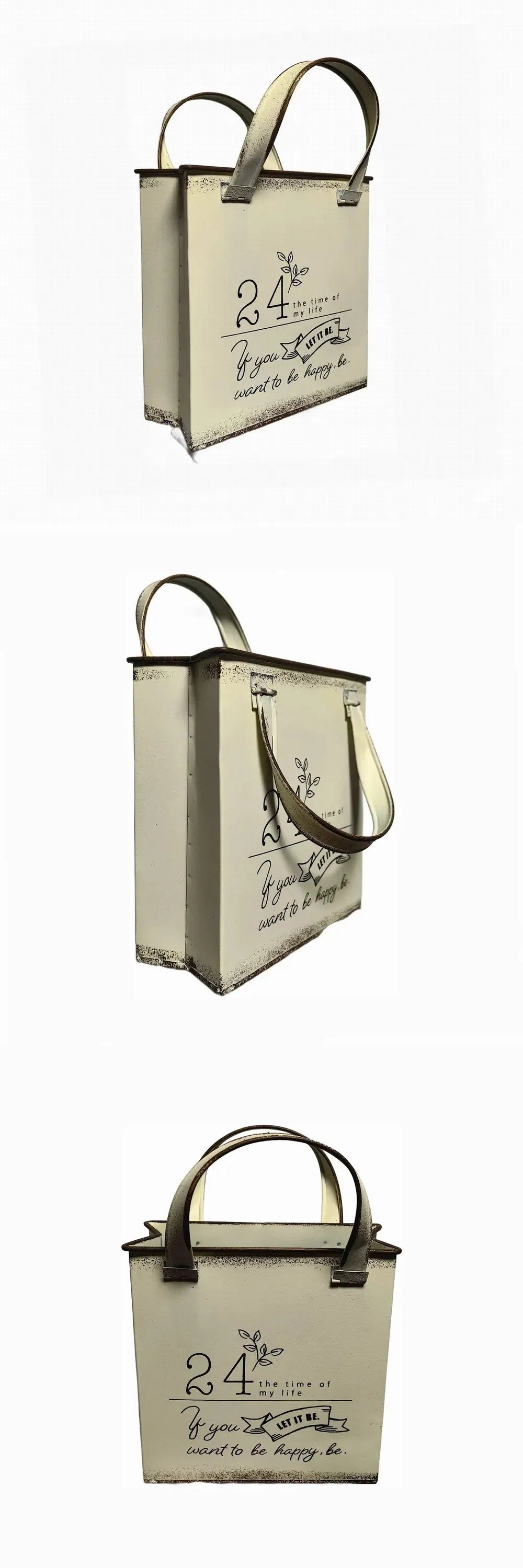 Iron Retro Handbag Shape Wall Mounted Flower Pot Home Furnishing Courtyard Garden Planting Decoration Metal Flowerpot Ornament