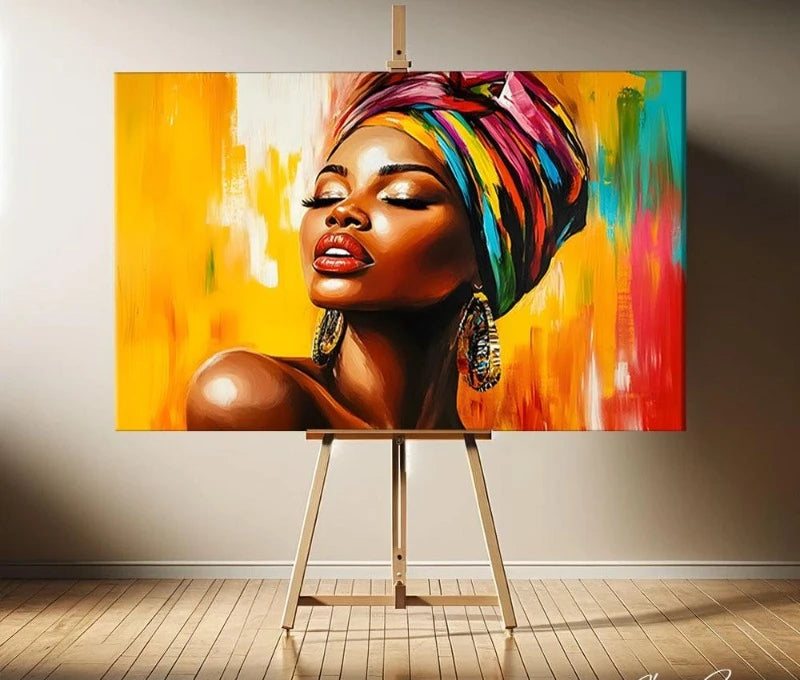 African Women Art Painting Poster Colourful Abstract African American Wall Art African Canvas Paintings Home Bedroom Decor