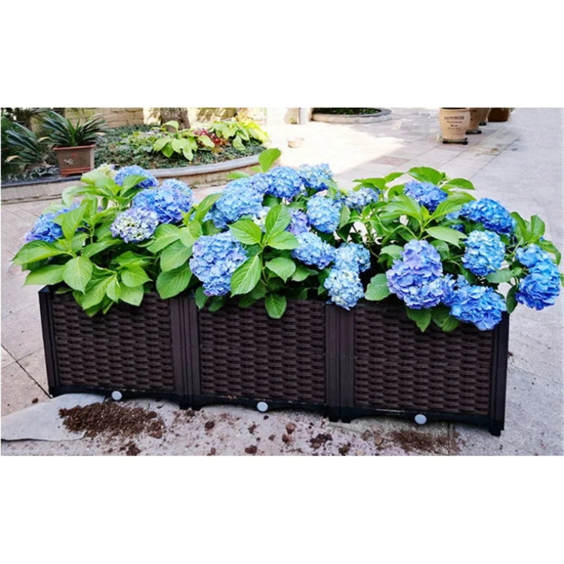 Self-Watering Planters Box Large For Balcony Garden Thickened Material Square Veg Planting Kit Modular Design Home Courtyard