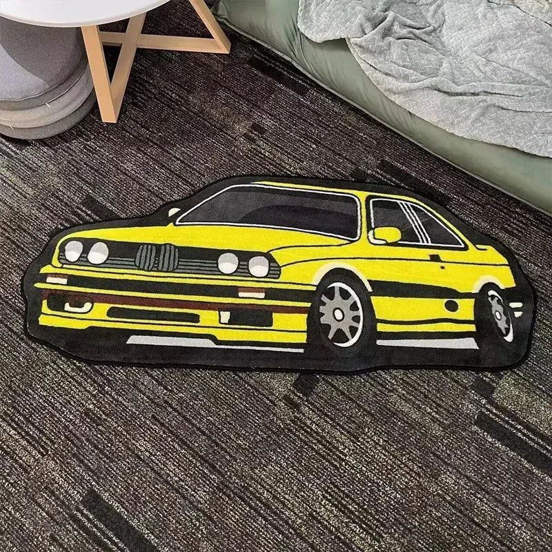 VIKAMA Car-Themed Boy'S Room Rug, Soft-Pile Car Enthusiast Floor Mat, Suitable For Bedrooms, Headboard Pad, Boy'S Gift