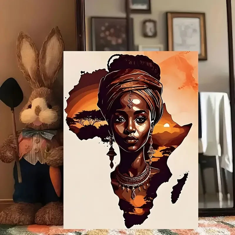 Modern African Tribal Women Canvas Art Print - Frameless, Waterproof Abstract Wall Decor for Living Room, Bedroom, Office, Dinin