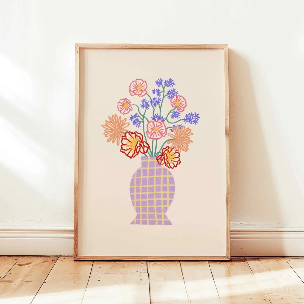 1 Frameless Retro Floral Print,Unique Creative Aesthetic Decor,Spring Decor Painting,Minimalist Wall Art,Living Room Bedroom Art