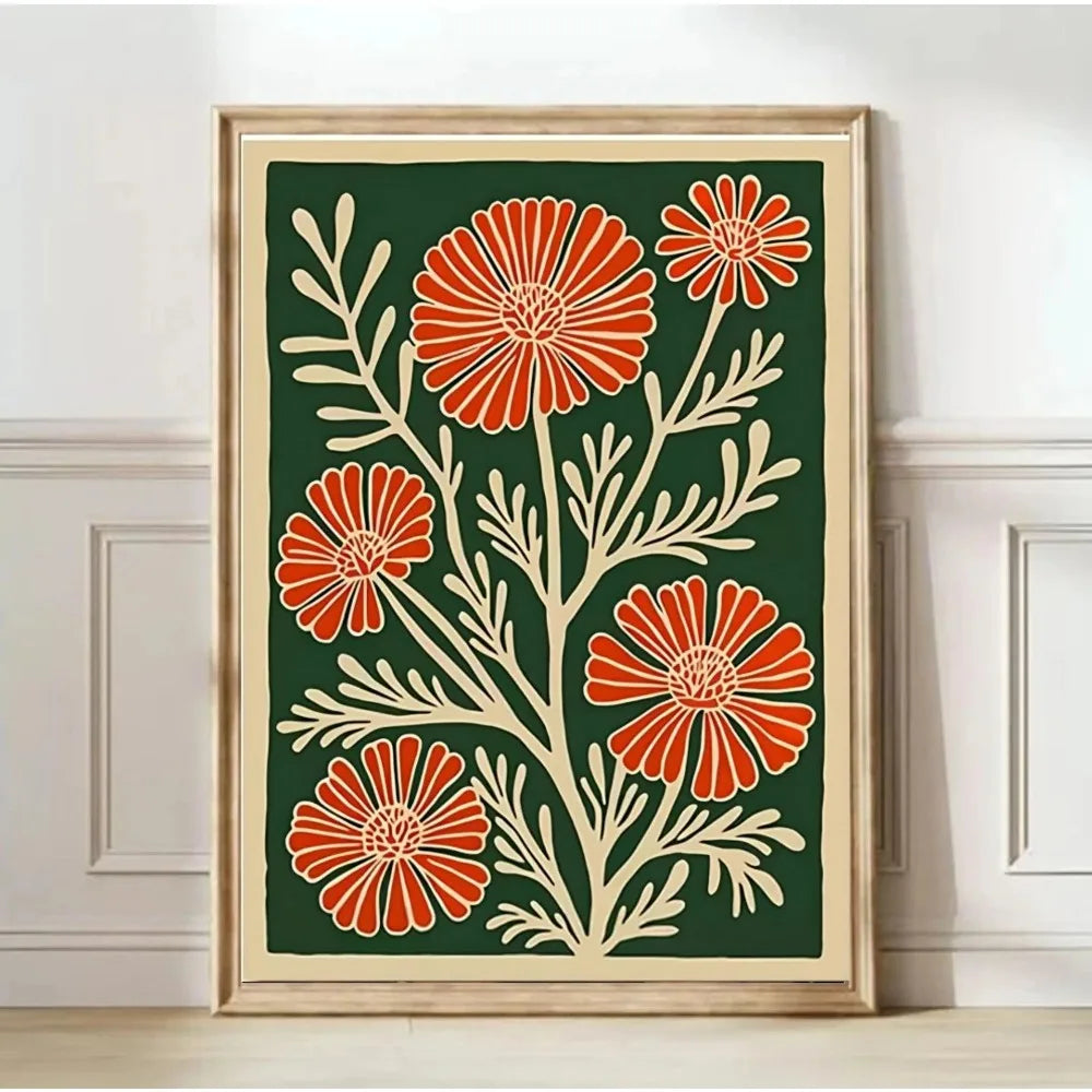 1 Frameless Retro Floral Print,Unique Creative Aesthetic Decor,Spring Decor Painting,Minimalist Wall Art,Living Room Bedroom Art