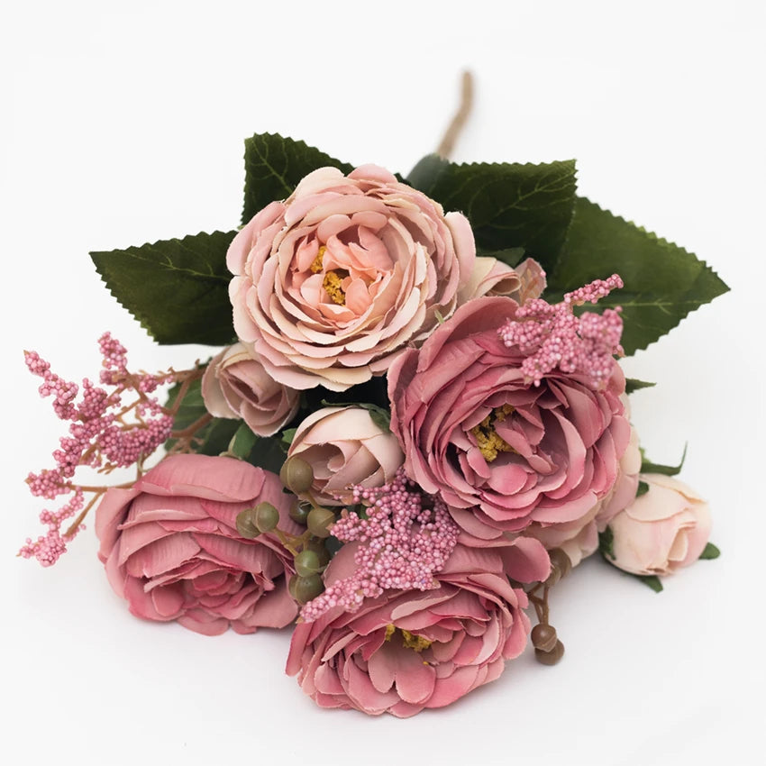 Artificial Flowers Peony Home Wedding Room Autumn Decora Festival Party Garland Outdoor Garden Diy Gifts Furnishing Silk Roses