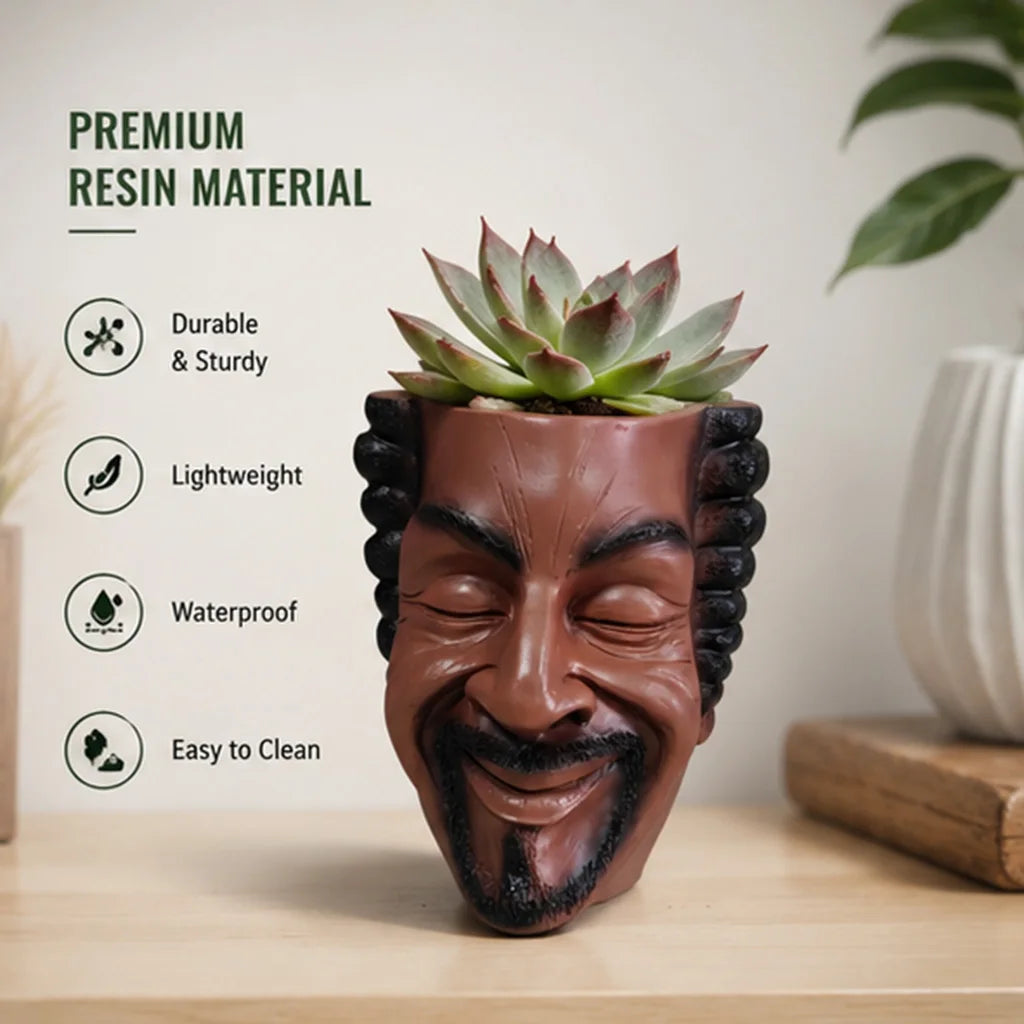 Aesthetic Face Planter Resin Flower Pot Unique Human Face Succulent Pot Modern Artistic Home Decor Garden Desk Decoration Gift