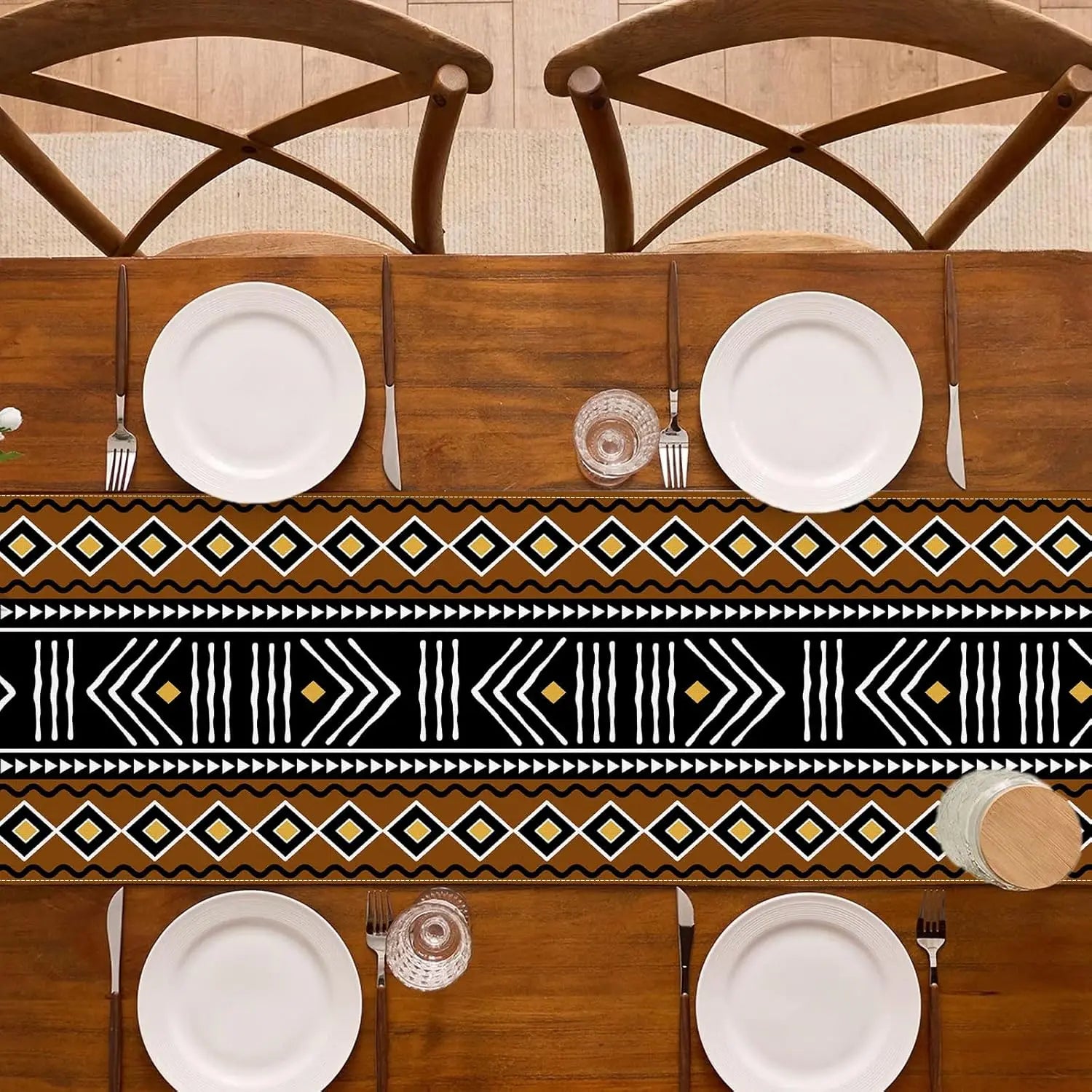 African Geometric Tribal Linen Table Runner Holiday Party Decor Reusable Kitchen  Dining Table Runner Wedding Decorations