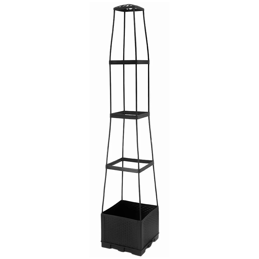 4 Tier Planter Stake Tower with Trellis Garden Planter Box Plant Pot Raised Garden Bed for Climbing Plant Vegetables Fruit Flowe