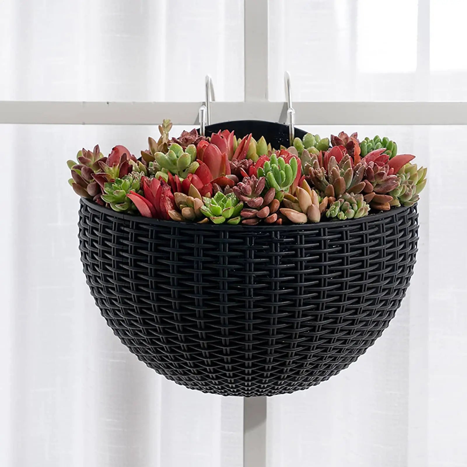 Semi-circular Flower Pot Wall-mounted No-punching Flower Basket Garden Planter Hanging Flowerpot Self watering For Home Decor