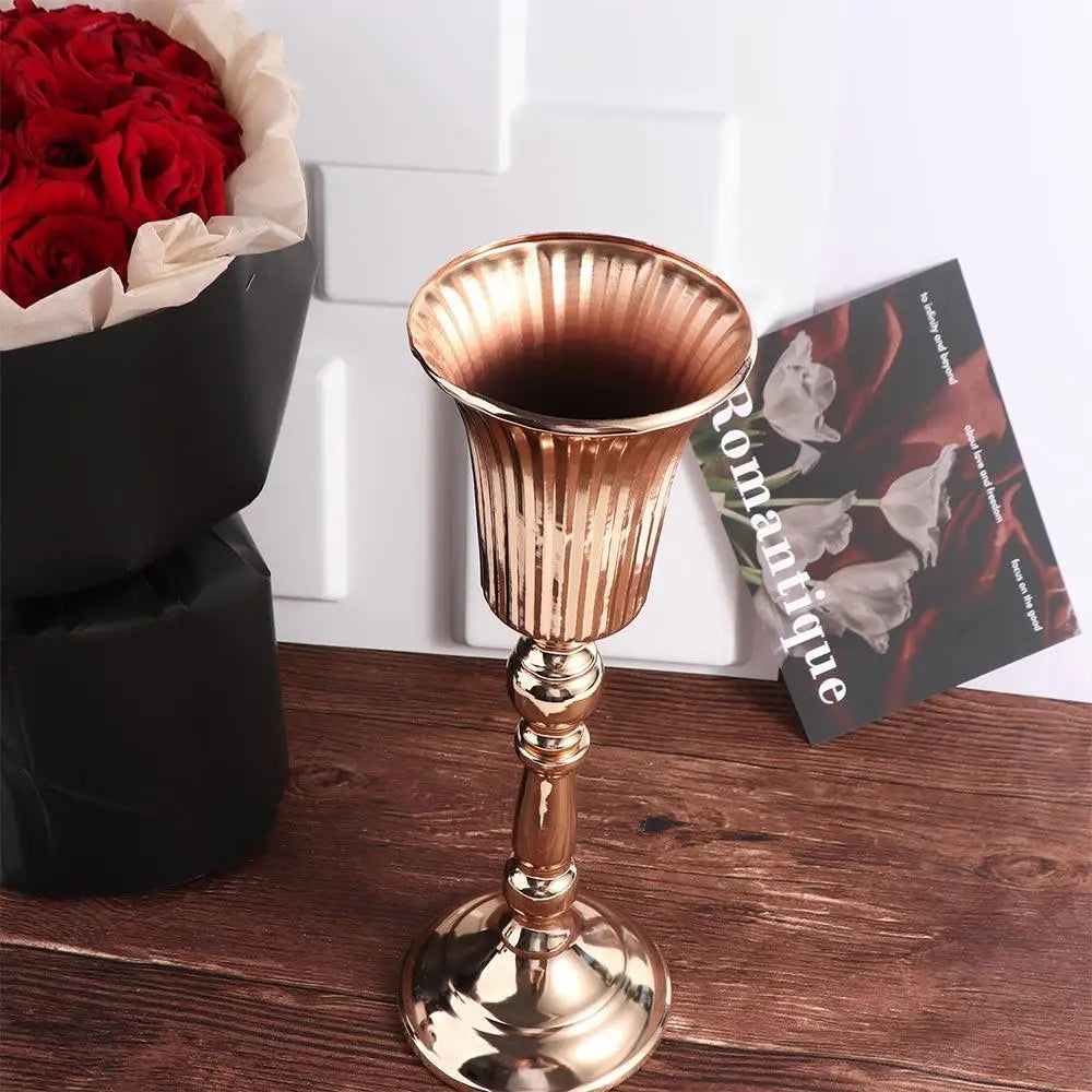 Table Gold Iron Vase Candle Holder Arrangement Wedding Flower Centerpiece Vase Wedding Props Vase Home Decoration Furnishings