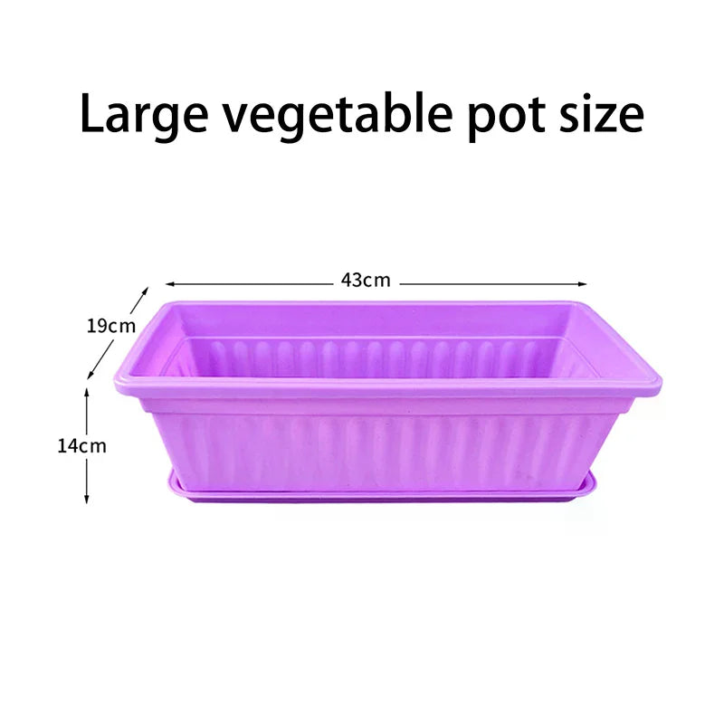 Breathable Plastic Rectangular Flowerpots 1Set Vegetable Planters For Balcony Indoor Gardening Plant Pot Home Garden Decor