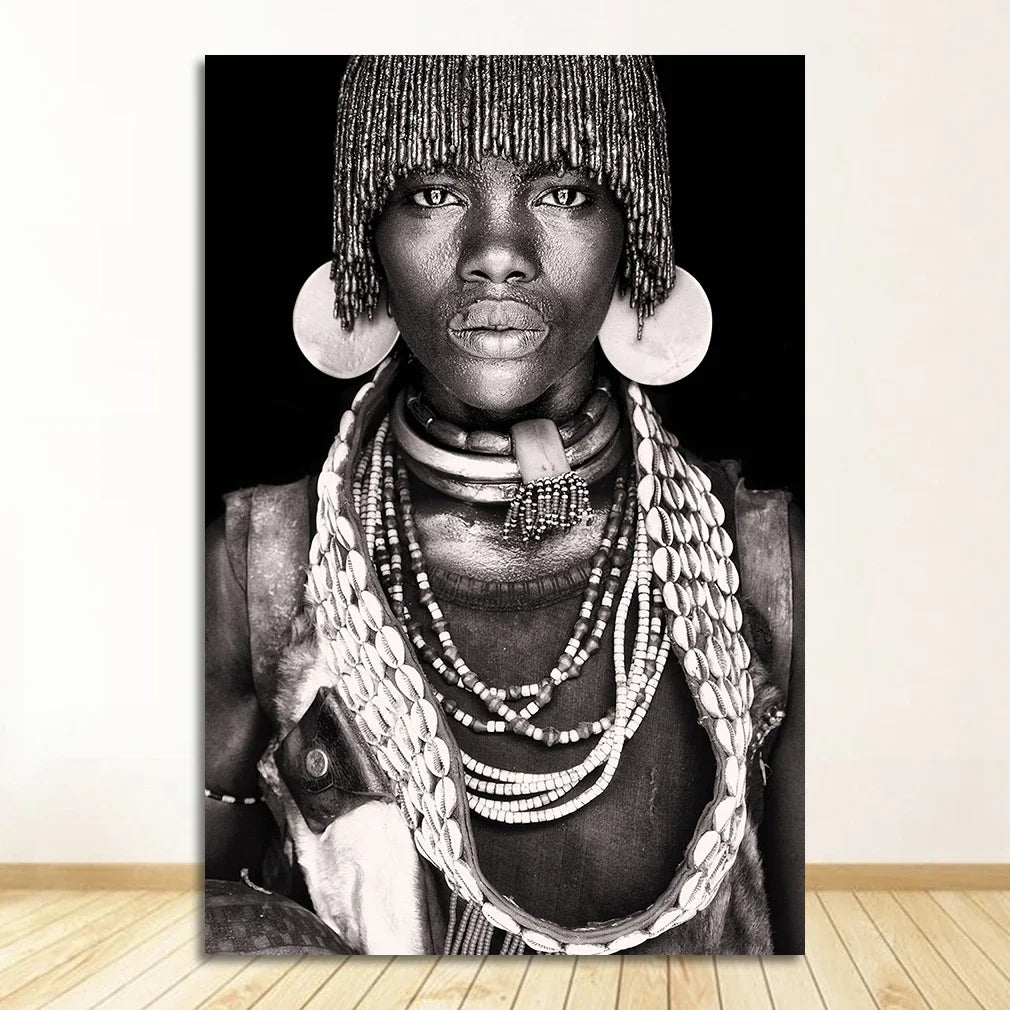 Black and White African Women Man Living Room Canvas Painting Wall Pictures Quadro Cuadros Wall Art Portrait Home Decoration