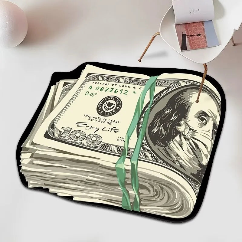 VIKAMA Trendy Printed US Dollar Note Floor Mat - Unique Design, Personalized, Anti-Slip, Home Decorative Carpet