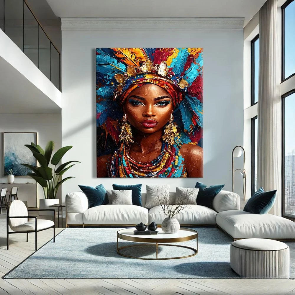 African Women Art Painting Poster Colourful Abstract African American Wall Art African Canvas Paintings Home Bedroom Decor