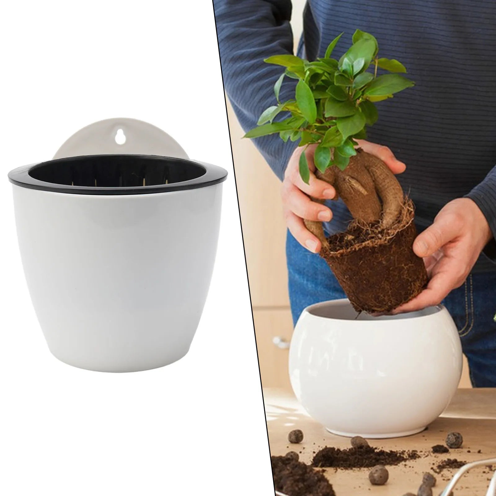 Wall-mounted Flower Pot Automatic Water-absorbing Plastic Green Dill Soil Or Hydroponics System Pot For Wall Balcony Flower Pot