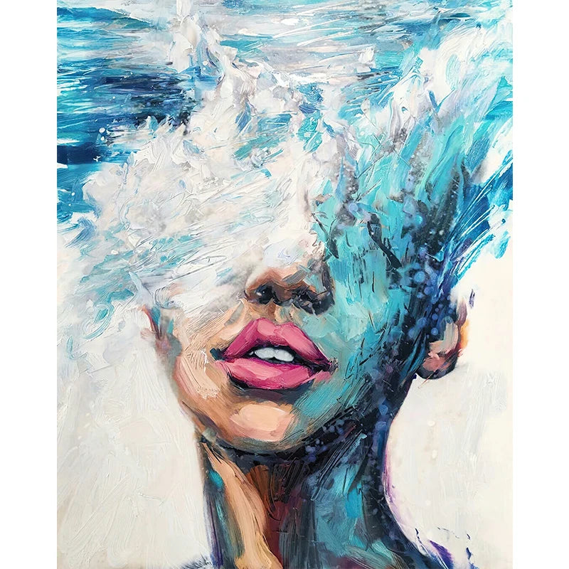 Modern Abstract Woman Face Wall Art Canvas Painting Graffiti Posters and Prints Girl Portrait Street Pop Art Pictures Home Decor