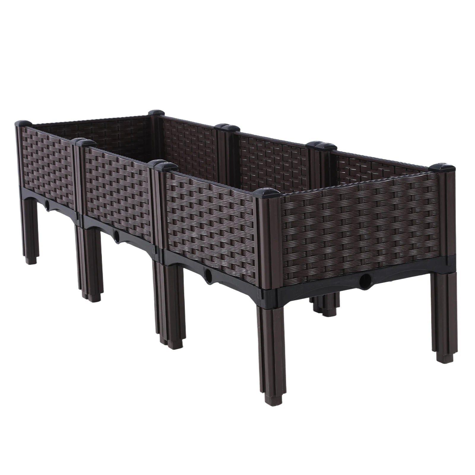 Plastic Planting Container with Drainage Holes Raised Bed Elevated Propagation Box for Gardening Vegetables Fruits Flowers Herbs