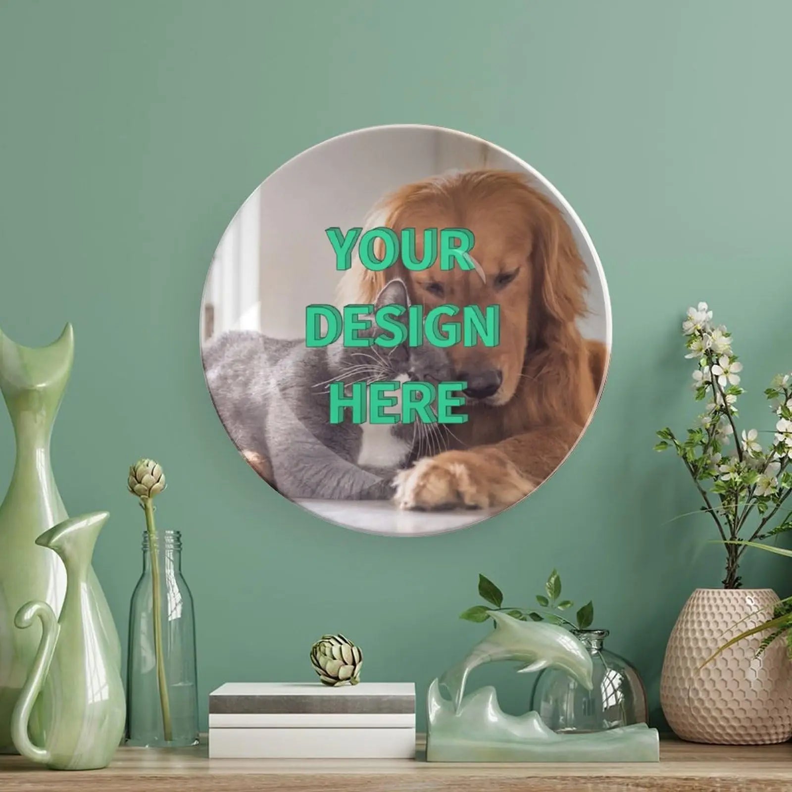 Eastern Horse Decorative Plate Plant Bird Parrot Illustration Dish Round Ceramic Tray for Home Decoration Luxury Porcelain Craft
