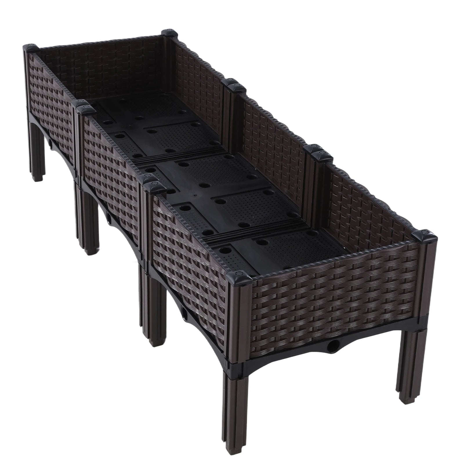 Plastic Planting Container with Drainage Holes Raised Bed Elevated Propagation Box for Gardening Vegetables Fruits Flowers Herbs