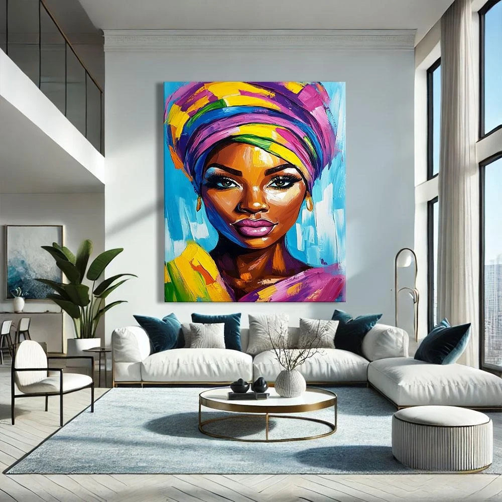 African Women Art Painting Poster Colourful Abstract African American Wall Art African Canvas Paintings Home Bedroom Decor