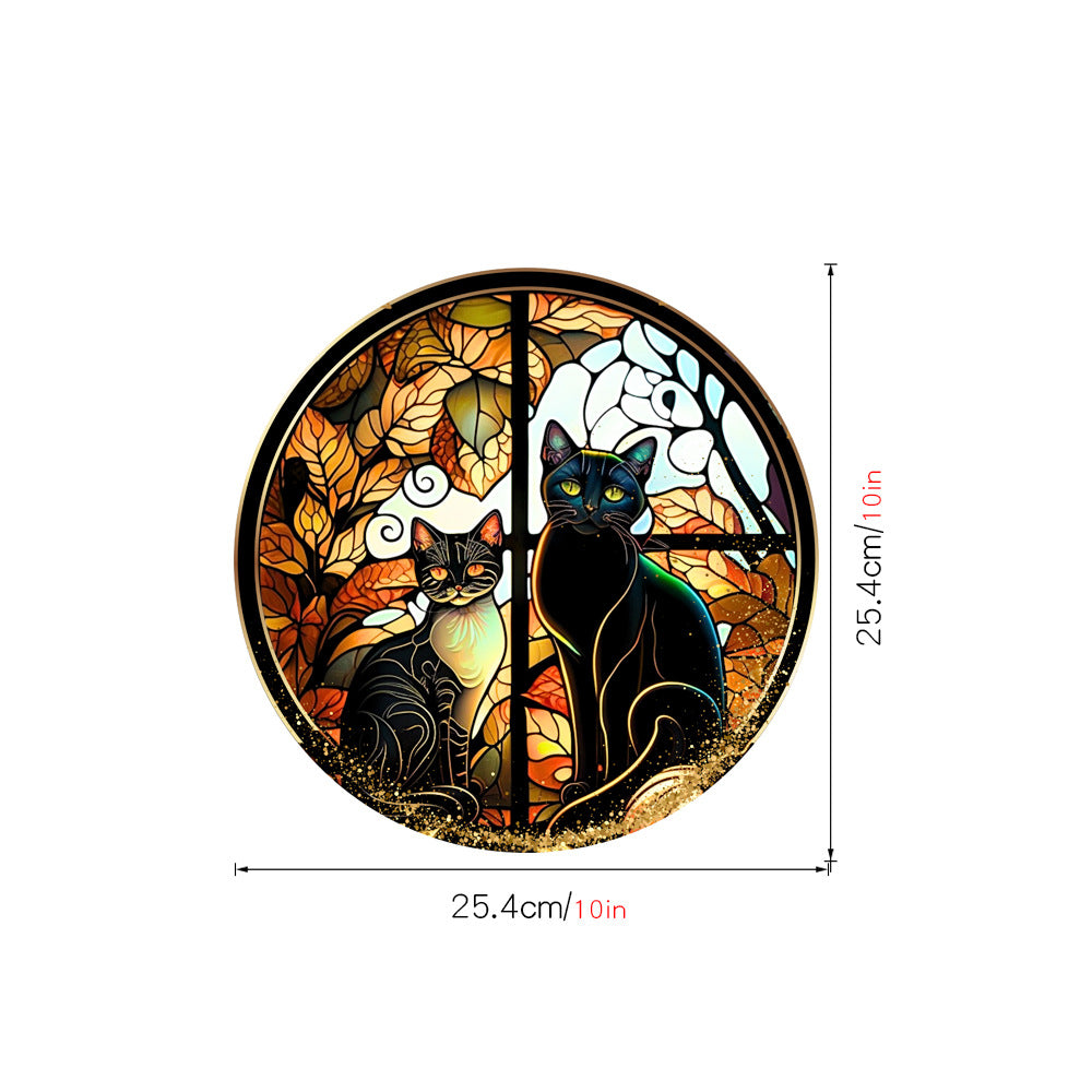 Halloween PVC Static Glass Stickers Scary Castle Cat Glass Stickers Non Adhesive Removable Party Home Decorations