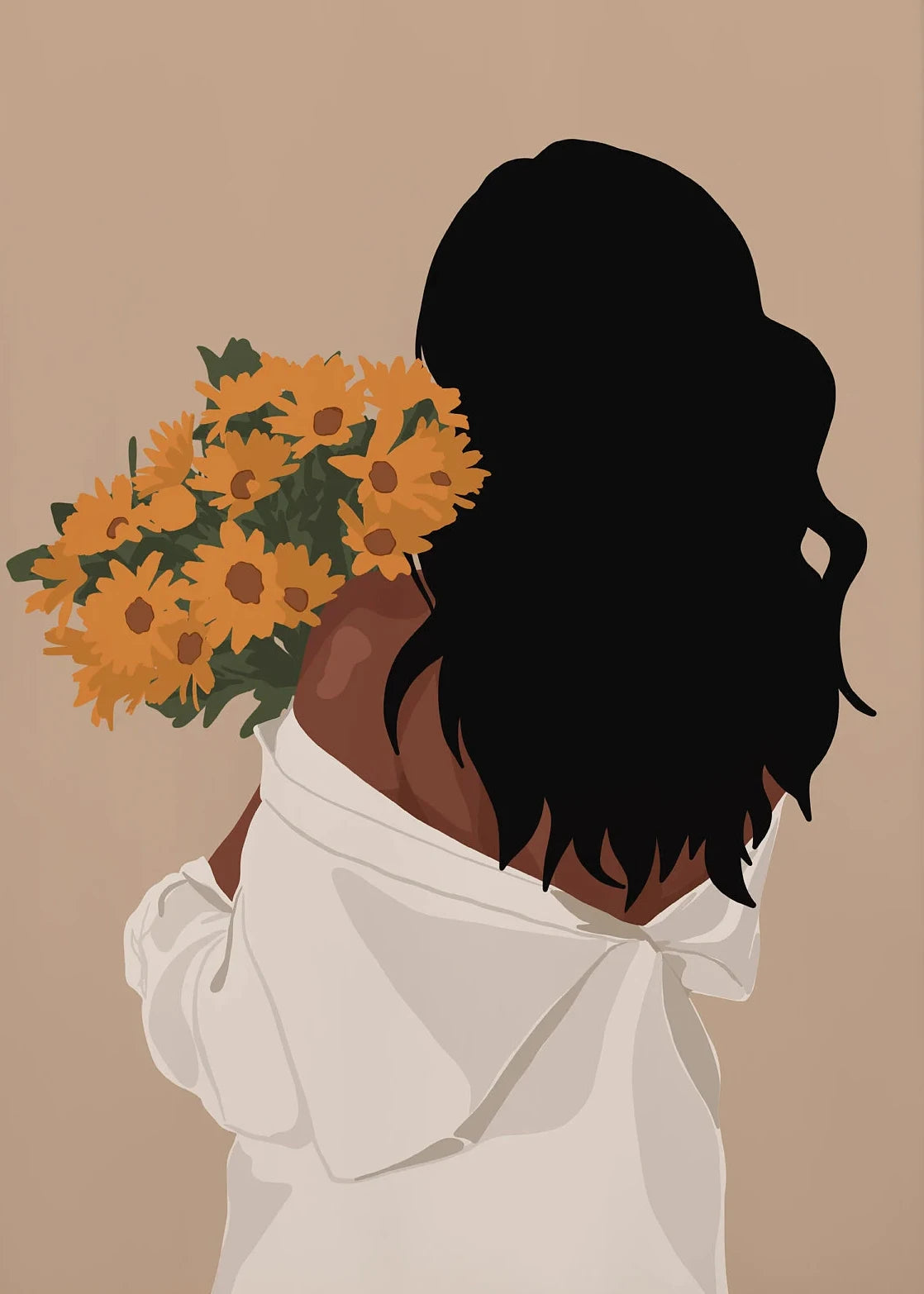 African Woman Flower Head Black Canvas Wall Art Books and Yoga Pictures Home Living Room Decor Boho Artwork Fashion Print Poster