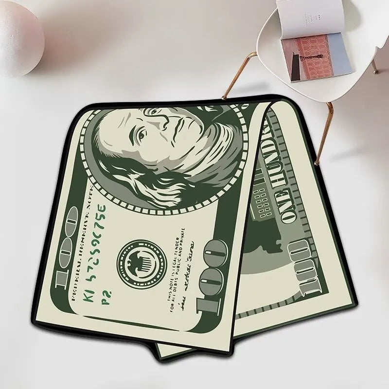 VIKAMA Trendy Printed US Dollar Note Floor Mat - Unique Design, Personalized, Anti-Slip, Home Decorative Carpet