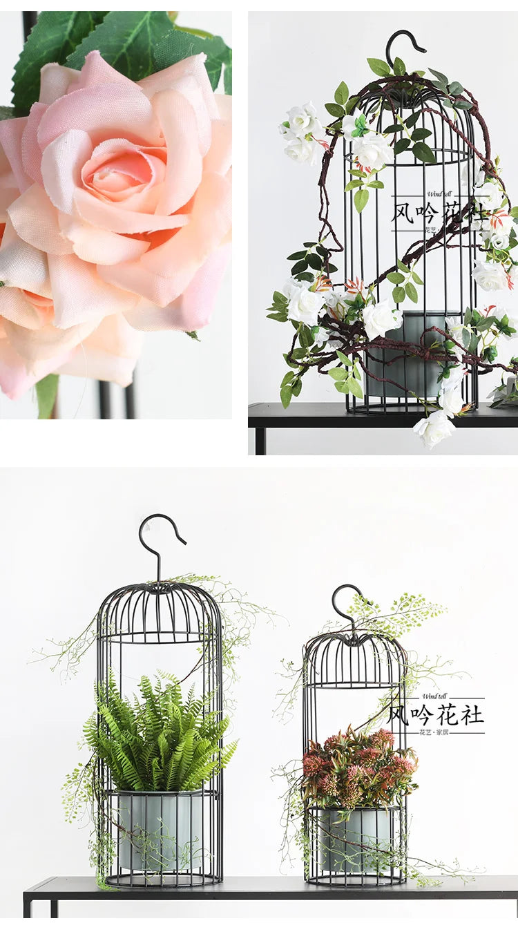 Birdcage wrought iron flower ware, garden art soft decoration home furnishing, ornament simulation flower ware, designer model r