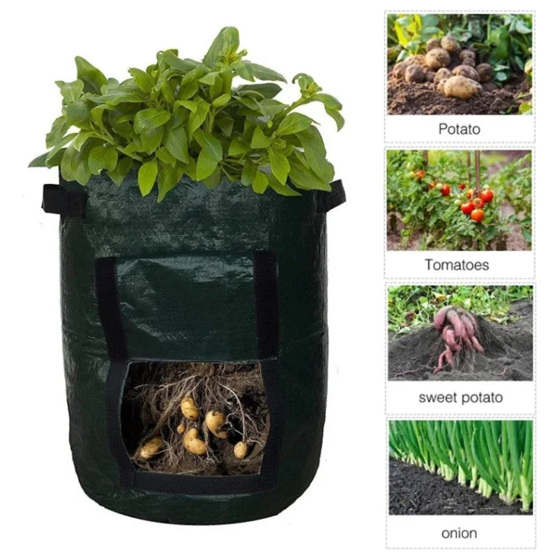 1PC Garden Potato Grow Planter Bags Vegetable Planting Bag Fabric Pot Waterproof PE Gardening Cultivation Container with Flap