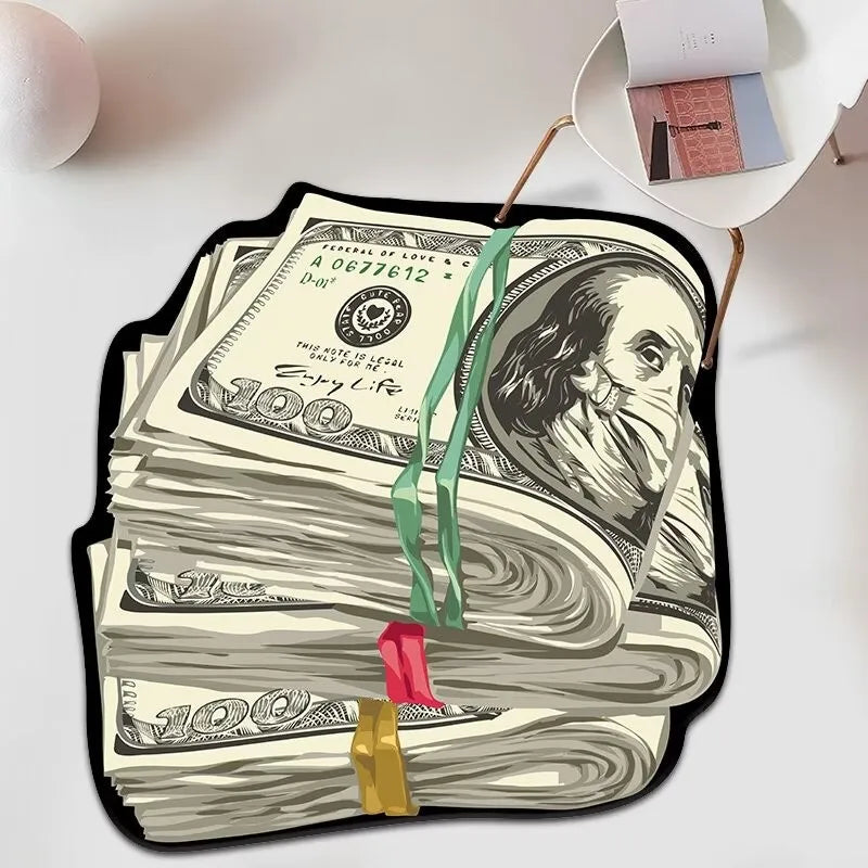 VIKAMA Trendy Printed US Dollar Note Floor Mat - Unique Design, Personalized, Anti-Slip, Home Decorative Carpet