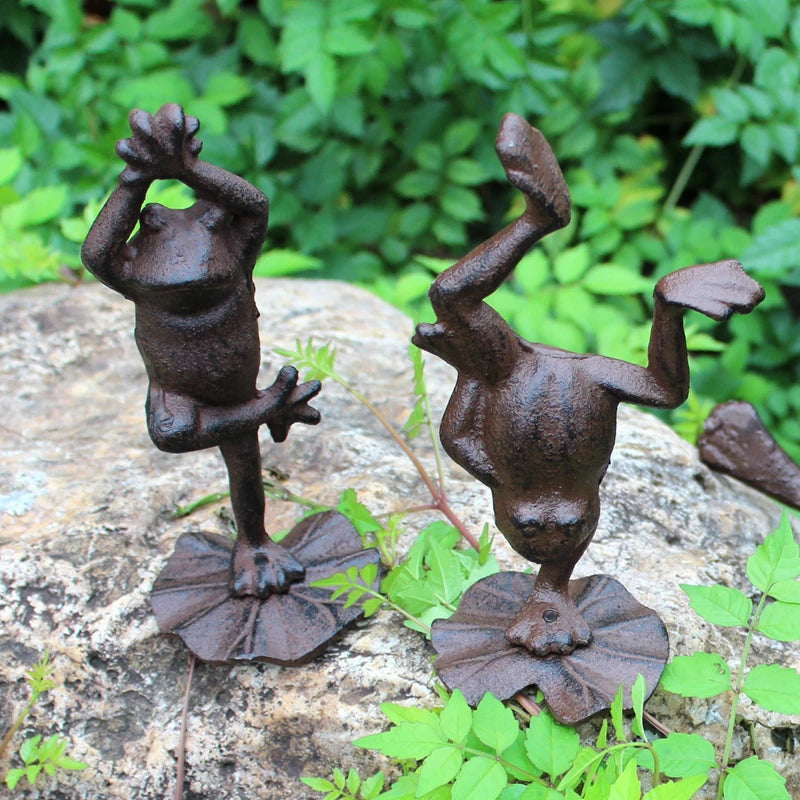 Cast iron yoga frog ornament garden potted plant rockery landscaping desktop small animal living room soft furnishing home decor