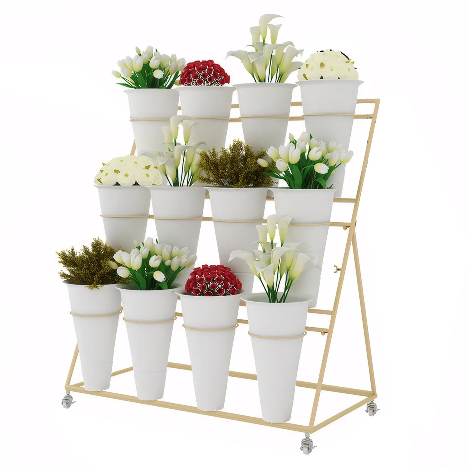 12 PCS Flower Display Stand Buckets White Plastic Flower Pots Large Capacity Plant Planter for Home Patio Balcony Garden