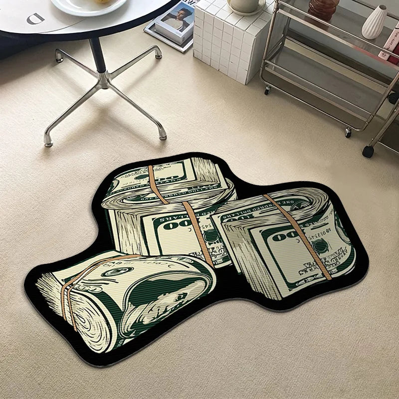 VIKAMA Trendy Printed US Dollar Note Floor Mat - Unique Design, Personalized, Anti-Slip, Home Decorative Carpet