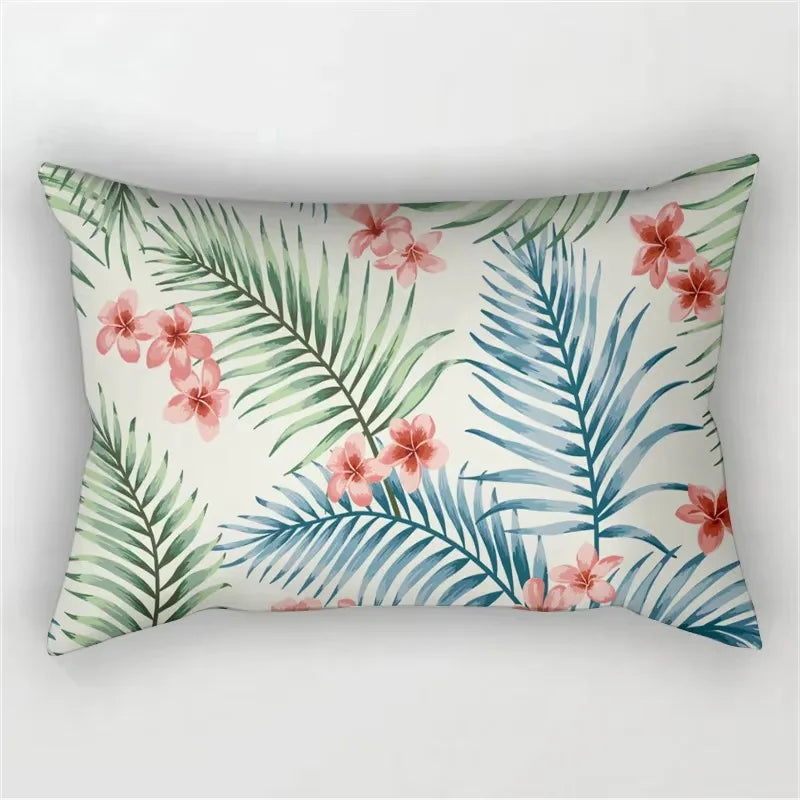 30X50cm Green Tropical Leaf Pattern Printing Decorative Living Room Backrest Home Furnishing Polyester Rectangular Pillowcase