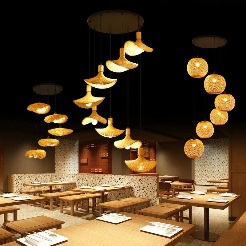 Bamboo Lamp - Natural Wicker Rattan Bamboo Lamp - Furniture Home Furnishing Hotel Garden Crafts
