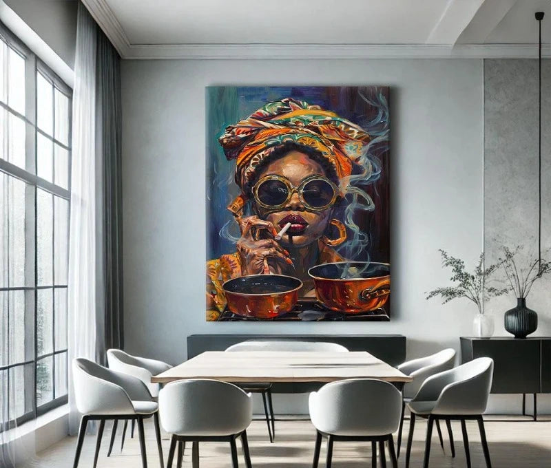 African Women Art Painting Poster Colourful Abstract African American Wall Art African Canvas Paintings Home Bedroom Decor