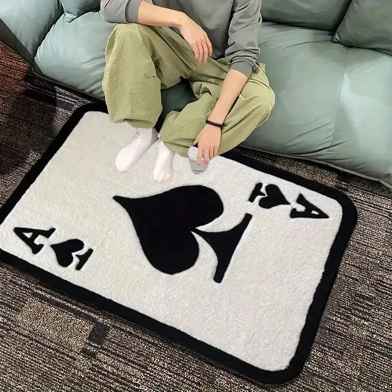 VIKAMA Trendy Ace of Spades Rug Soft and Comfortable Bedside Rug for Bedrooms Living Room and Bathroom Floor Mat Home Decor