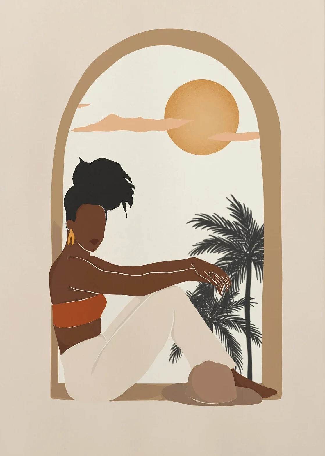 African Woman Flower Head Black Canvas Wall Art Books and Yoga Pictures Home Living Room Decor Boho Artwork Fashion Print Poster