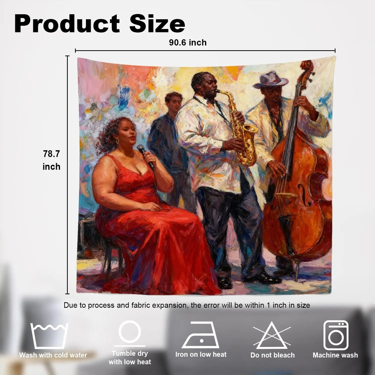 Vibrant Jazz Musicians Tapestry Wall Hanging Decoration Art for Living Room Home Decor Music Lovers Bohemian Gift Print