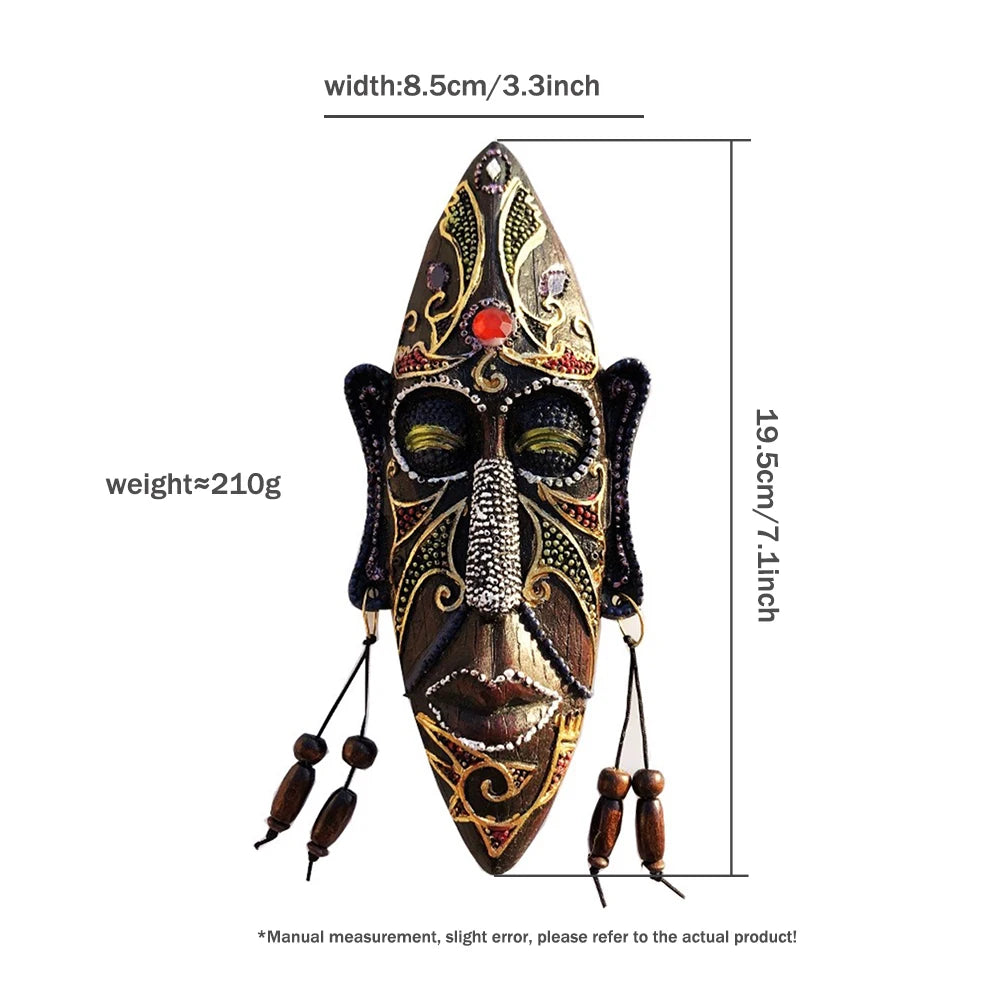 1pc, African Style Hanging Decorations, South Africa Mask Pendant, Handmade Painted Resin Craft, Restaurant Bar Wall Decoration