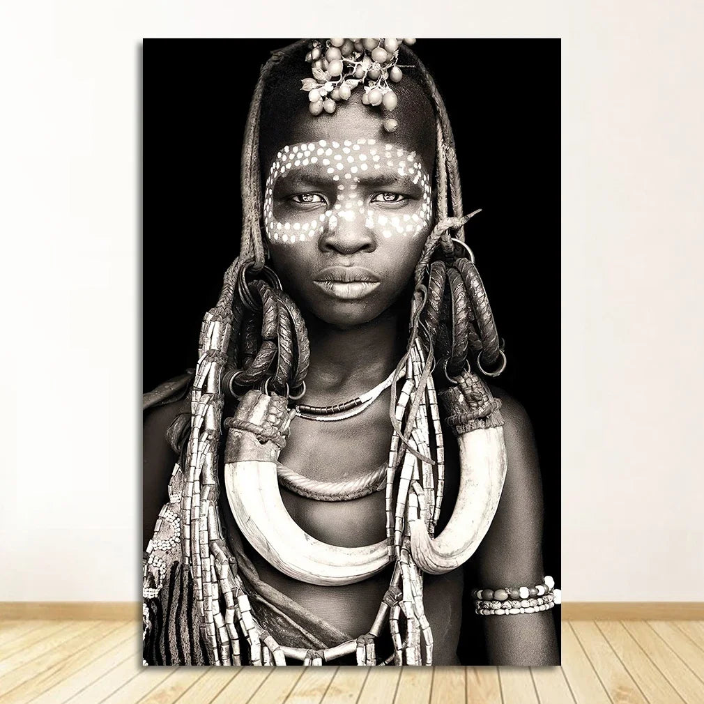Black and White African Women Man Living Room Canvas Painting Wall Pictures Quadro Cuadros Wall Art Portrait Home Decoration