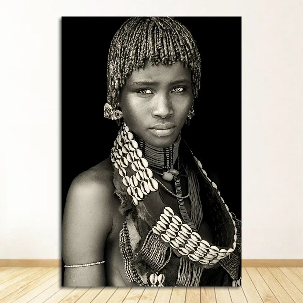 Black and White African Women Man Living Room Canvas Painting Wall Pictures Quadro Cuadros Wall Art Portrait Home Decoration